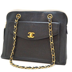 Chanel Black Caviar Gold Bag Mark Bag Coco Hardware Shoulder Chain Skin Tote